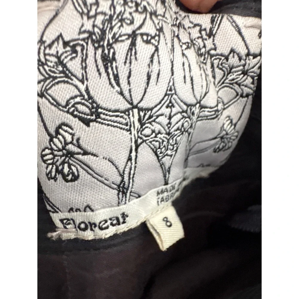 Anthropologie Floreat yellow floral embroidered fennel skirt Black yellow size 8